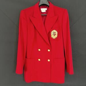 Escada Margarita Ley women’s double breasted crest cashmere blazer jacket